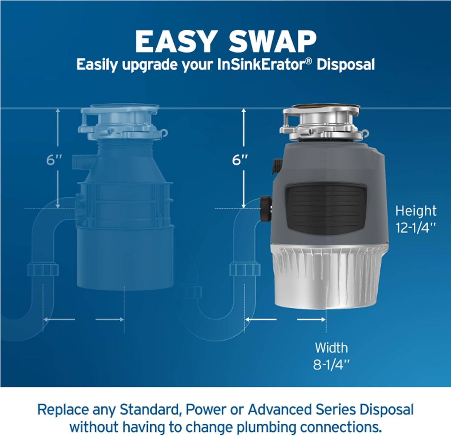 Gray 1 HP Continuous Feed Garbage Disposal with Stainless Steel Blades