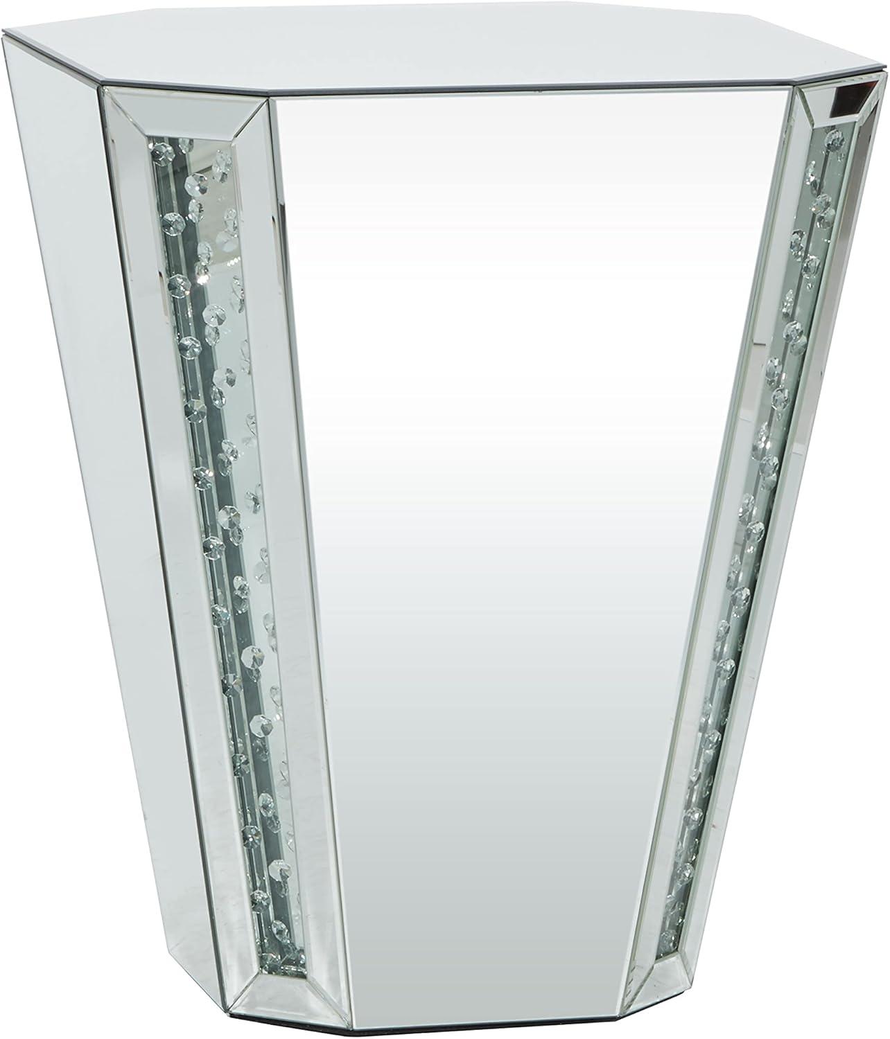 DecMode 20" x 24" Silver Glass Mirrored Geometric Accent Table, 1-Piece