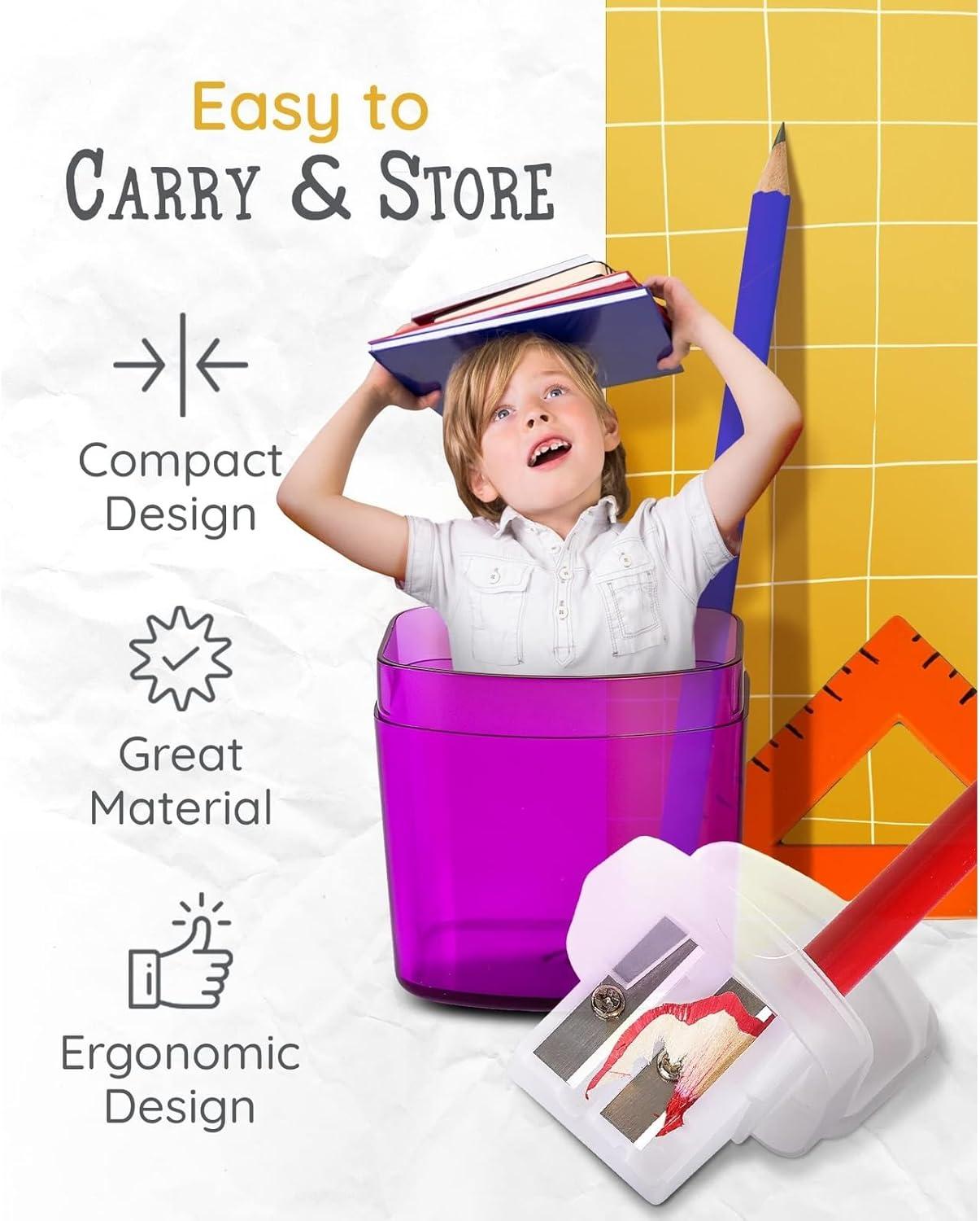 Paper Junkie 100 Pack Pencil Sharpeners - Double Hole Sharpener for Classroom Supplies, Pencil Sharpener for Kids