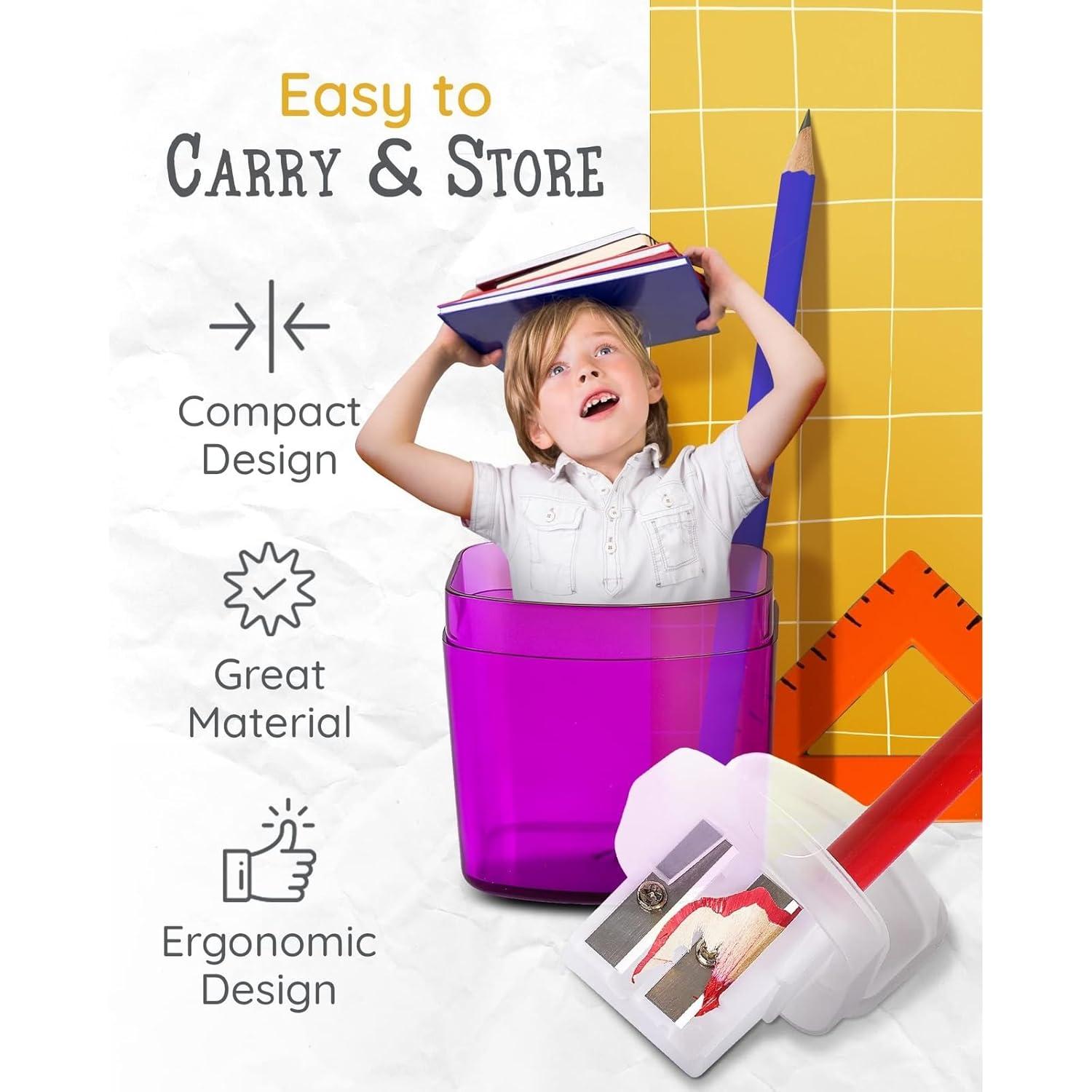 Paper Junkie 100 Pack Pencil Sharpeners - Double Hole Sharpener for Classroom Supplies, Pencil Sharpener for Kids