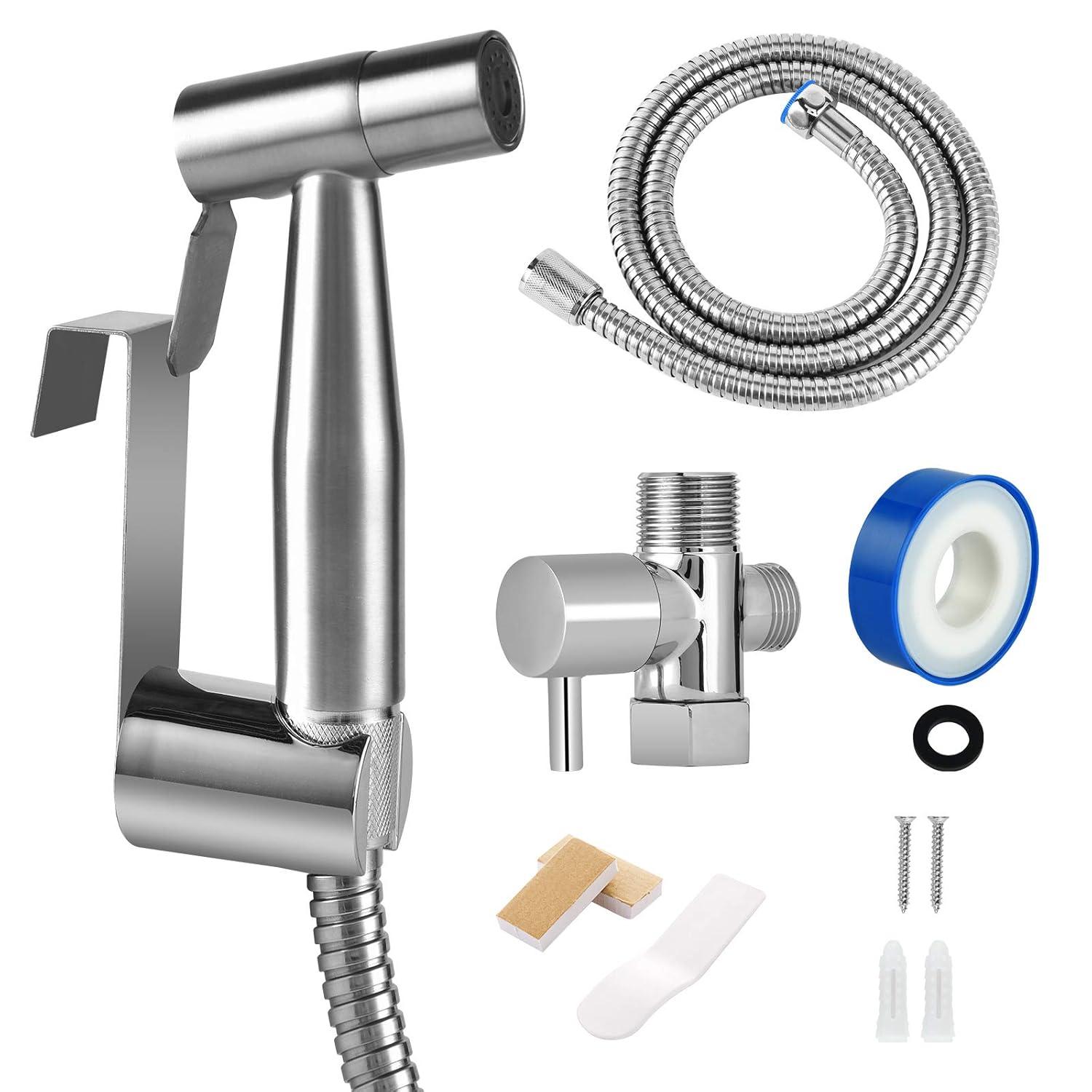 Stainless Steel Bidet Sprayer Kit - Easy Install Toilet Bidet Attachment for Personal Hygiene and Cleaning