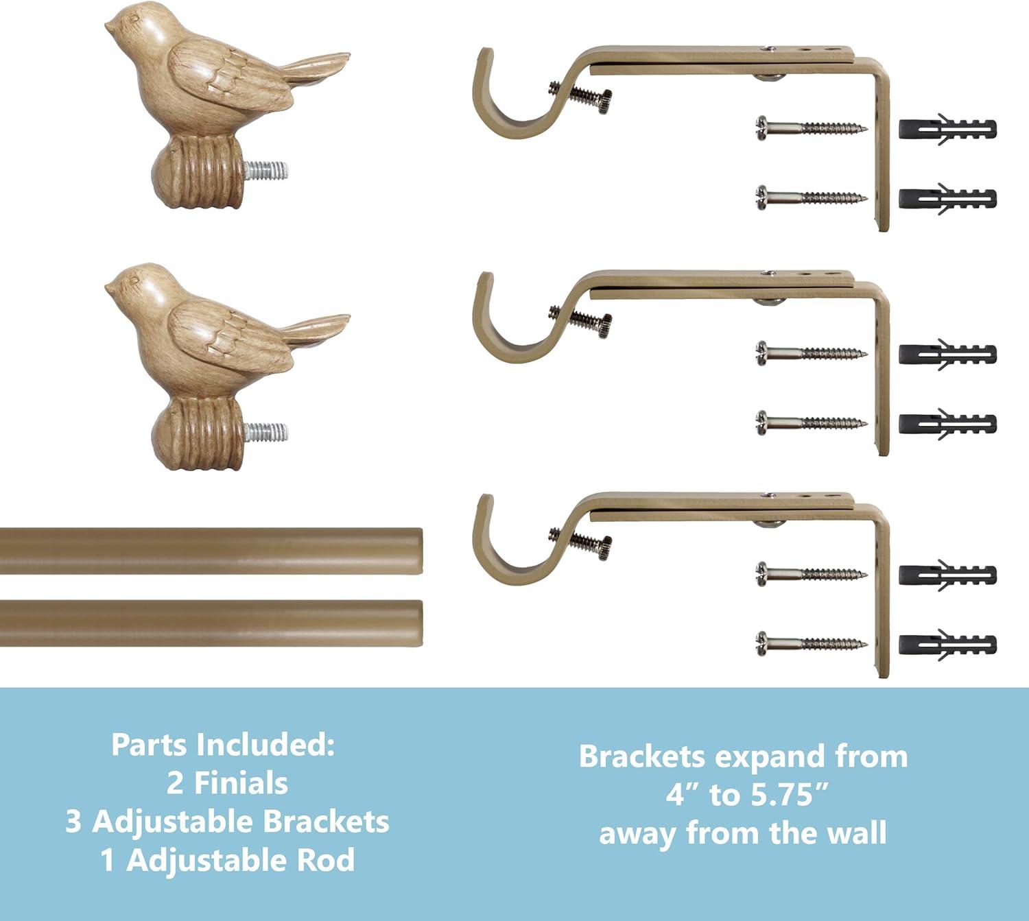 Urbanest 3/4" Bird Adjustable Curtain Rod, Cottage, 84"-120"