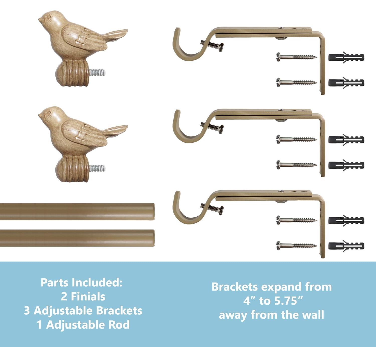 Urbanest 3/4" Bird Adjustable Curtain Rod, Cottage, 84"-120"