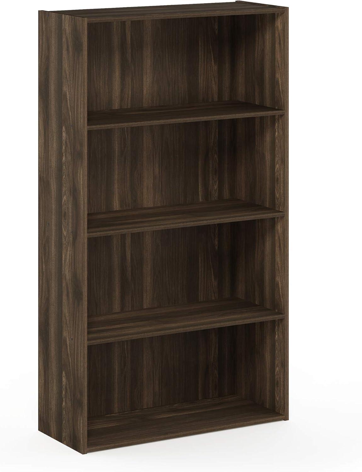 Furinno Pasir Contemporary Engineered Wood 4-Tier Open Shelf in Columbia Walnut