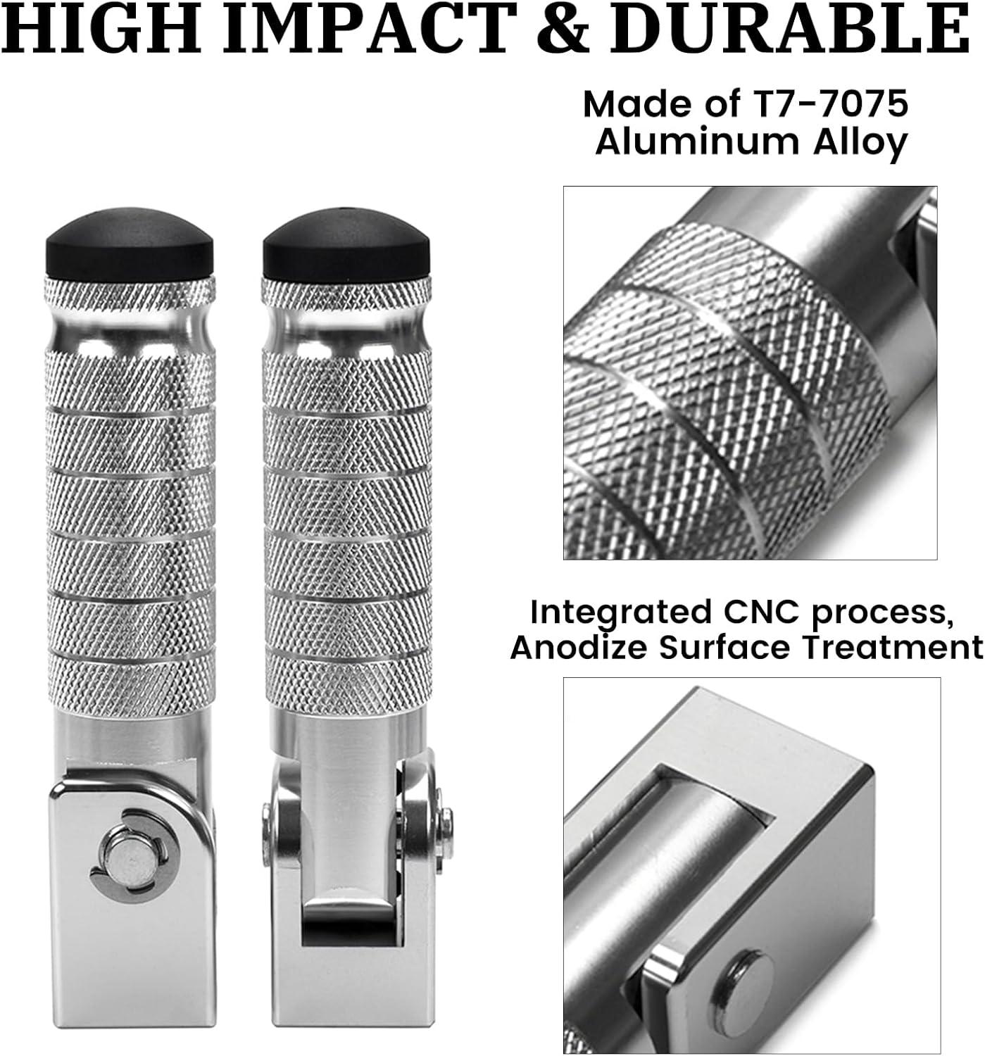 XINGWU M8 Motorcycle Foot Pegs 90 Degree Foldable Footpegs CNC Anti-Skid Footrest Universal for Yamaha Honda Suzuki Aprilia Electric Car Motorbike Mini Bike Dirt Pit Bike Passenger Pedal (Black)