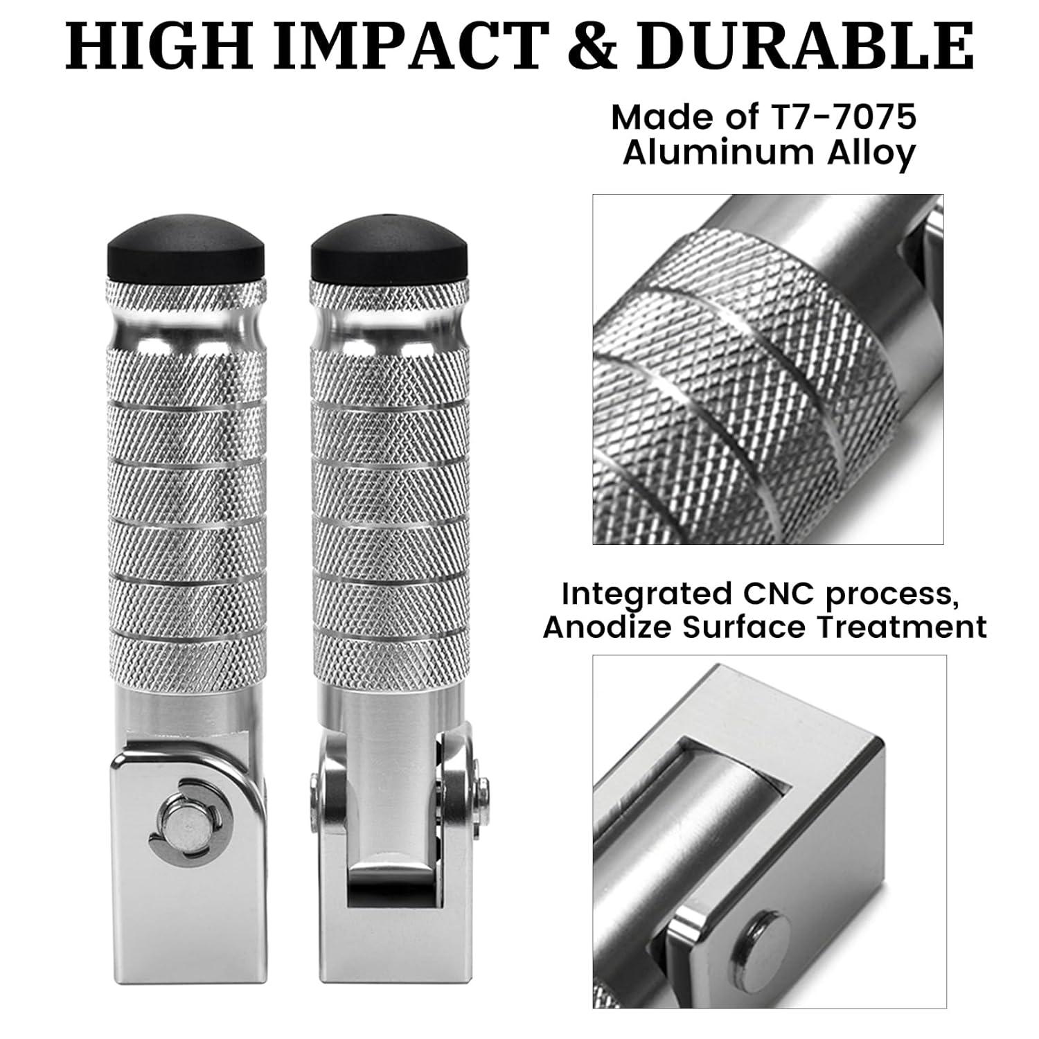 XINGWU M8 Motorcycle Foot Pegs 90 Degree Foldable Footpegs CNC Anti-Skid Footrest Universal for Yamaha Honda Suzuki Aprilia Electric Car Motorbike Mini Bike Dirt Pit Bike Passenger Pedal (Black)