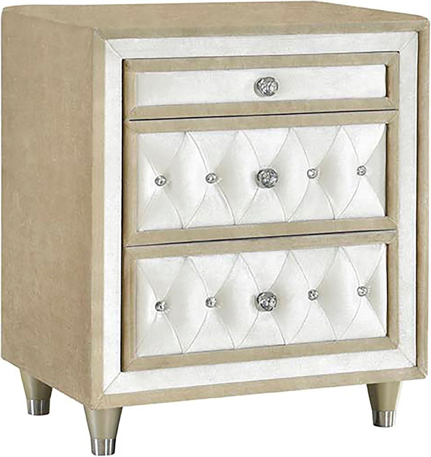 Antonella 5-Piece Eastern King Upholstered Tufted Bedroom Set Ivory and Camel