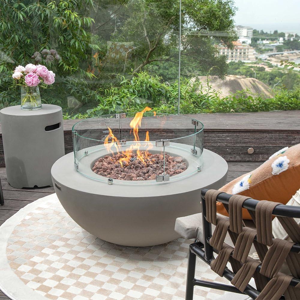 Modeno 34-Inch Gray Concrete Gas Fire Pit Table