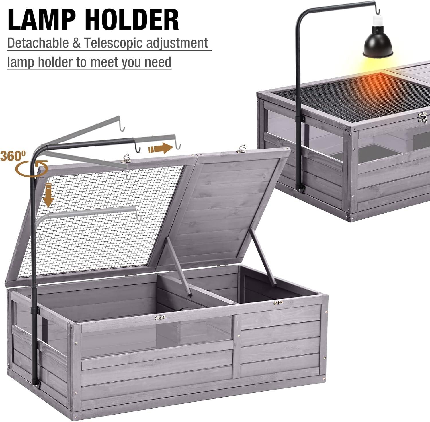 GUTINNEEN Tortoise Habitat Tortoise Enclosure with Lamp Holder, Metal, Large Reptile Cage for Turtles,Lizards and Other Small Animals,Indoor and Outdoor Use