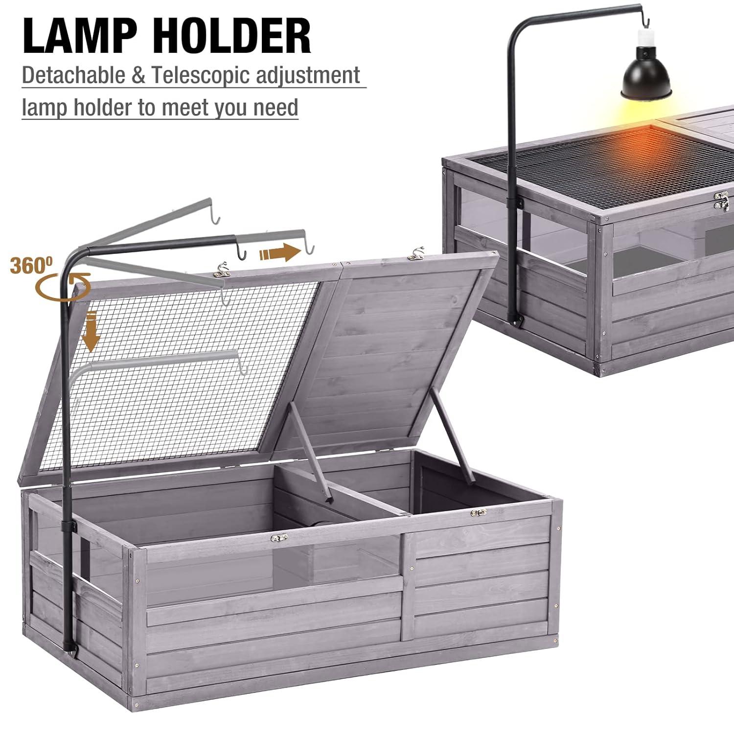 GUTINNEEN Tortoise Habitat Tortoise Enclosure with Lamp Holder, Metal, Large Reptile Cage for Turtles,Lizards and Other Small Animals,Indoor and Outdoor Use