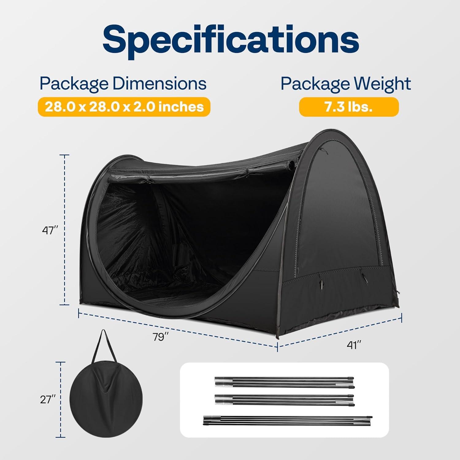 Black Polyester Twin Size Pop-Up Privacy Bed Tent