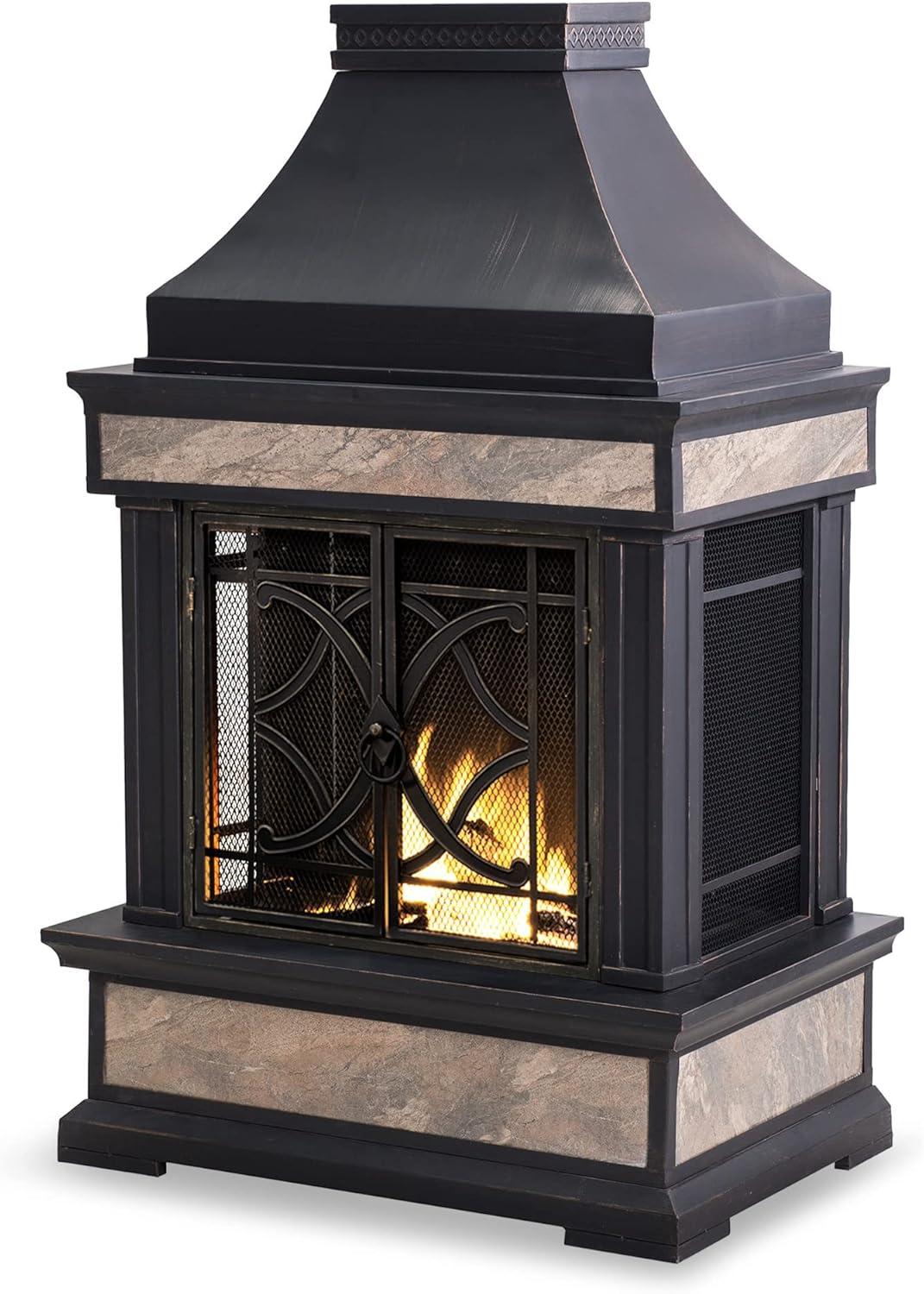 Sunjoy Heirloom 4.7H ft. Wood Burning Outdoor Fireplace