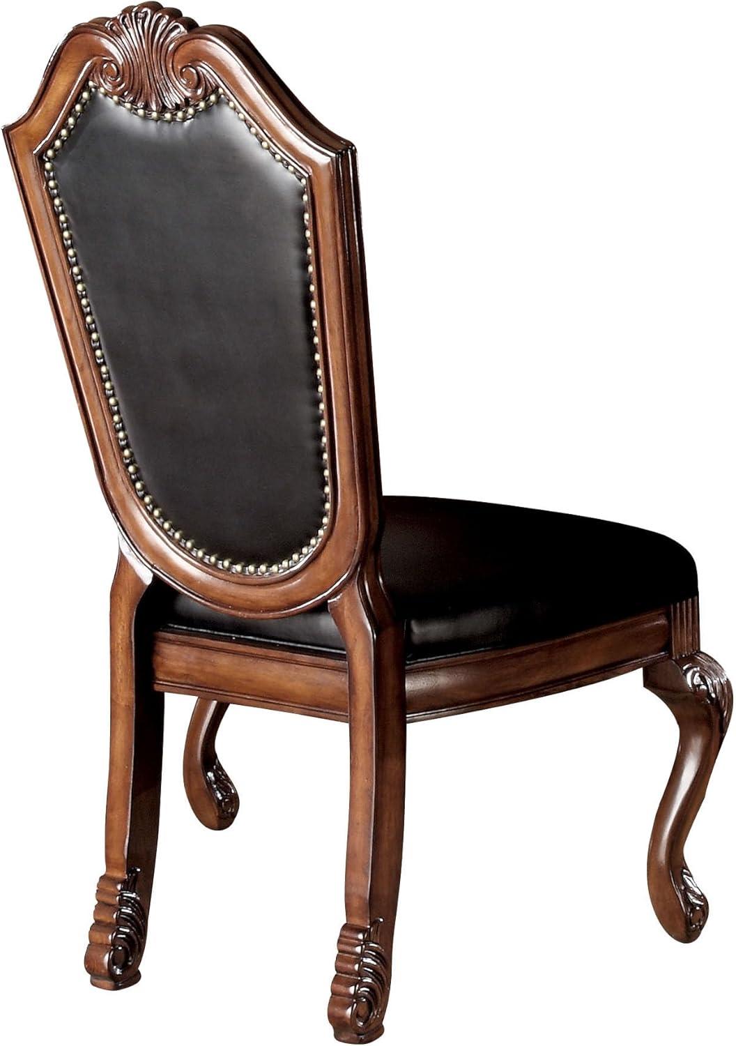 Chateau De Ville 23" Dining Chairs Black and Cherry - Acme Furniture: Elegant Nailhead Trim, High Backrest, PU Leather