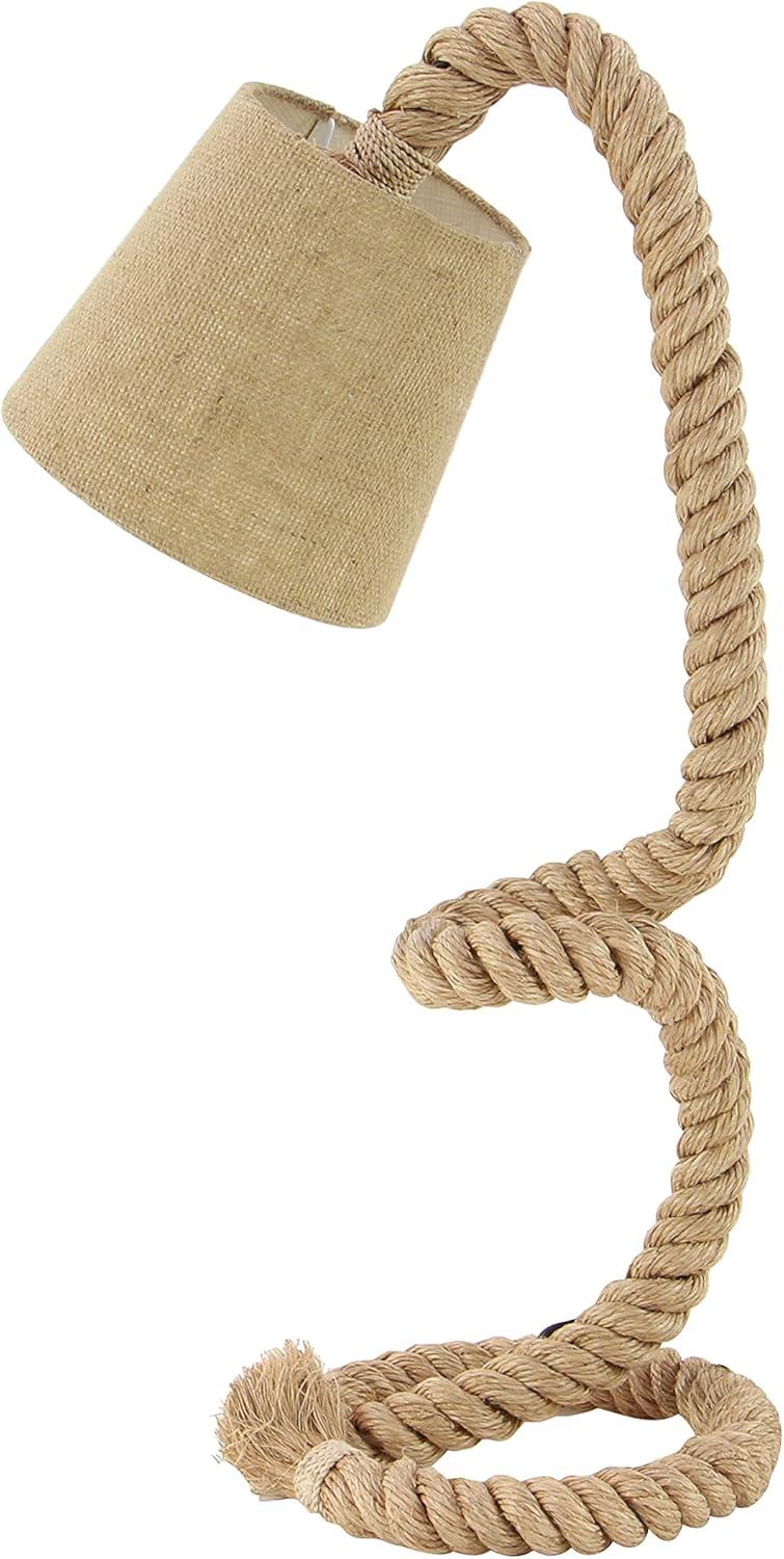 Olivia & May Jute Handmade Rope Styled Desk Lamp Brown: Cotton Shade, Toggle Switch, No Assembly Required