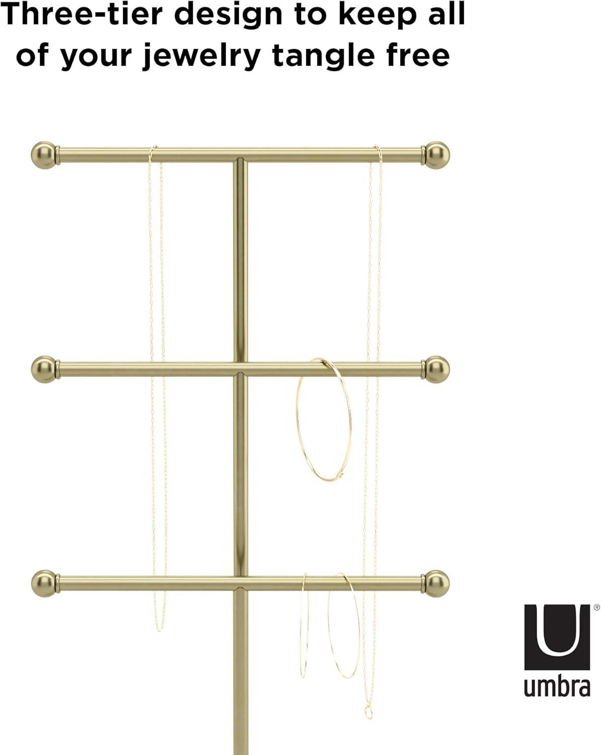 Gold and White Steel 3-Tier Jewelry Stand