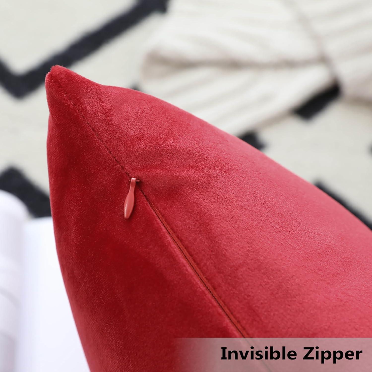 Porch & Den  Cosner Microfiber Velvet Throw Pillow Covers (Set of 2) Cherry red 18" x 18"