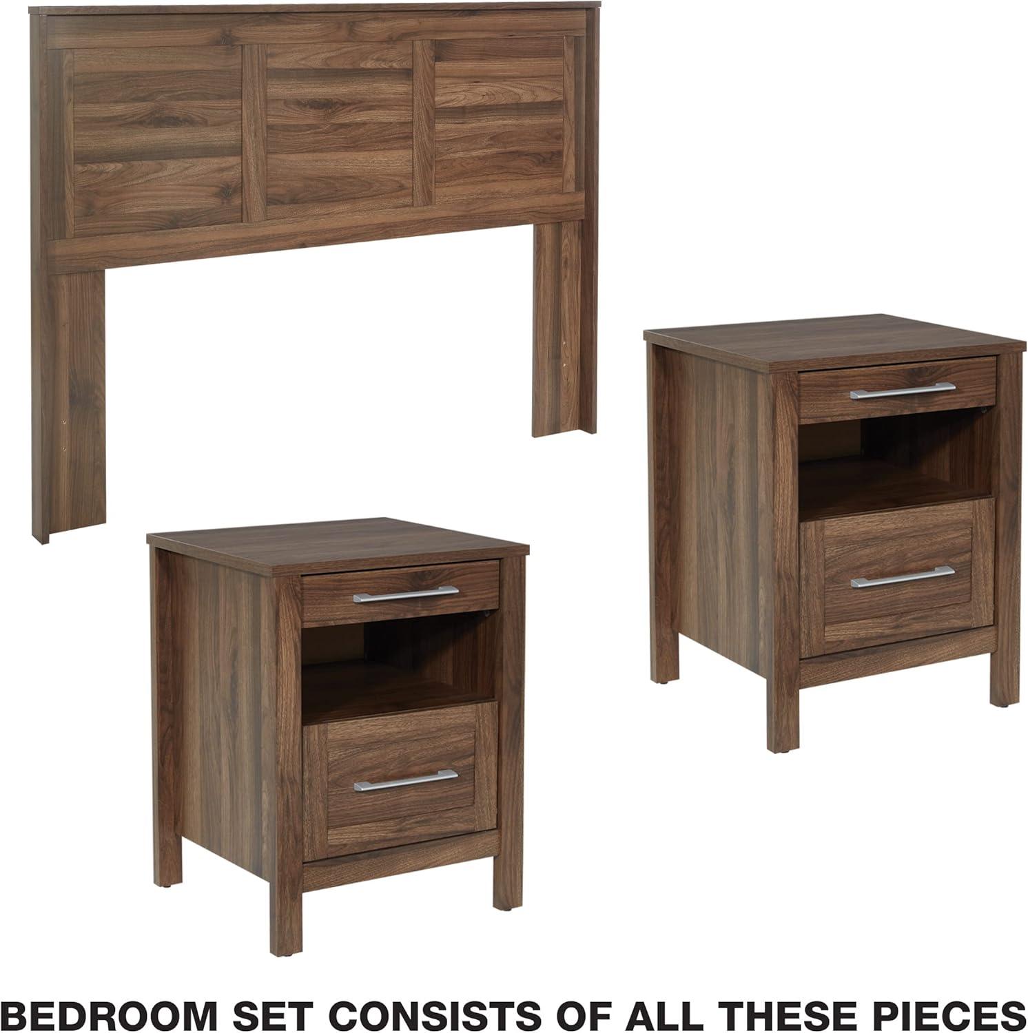 Stonebrook Queen/Full 3 Piece Bedroom Set in Wood Classic Walnut Finish