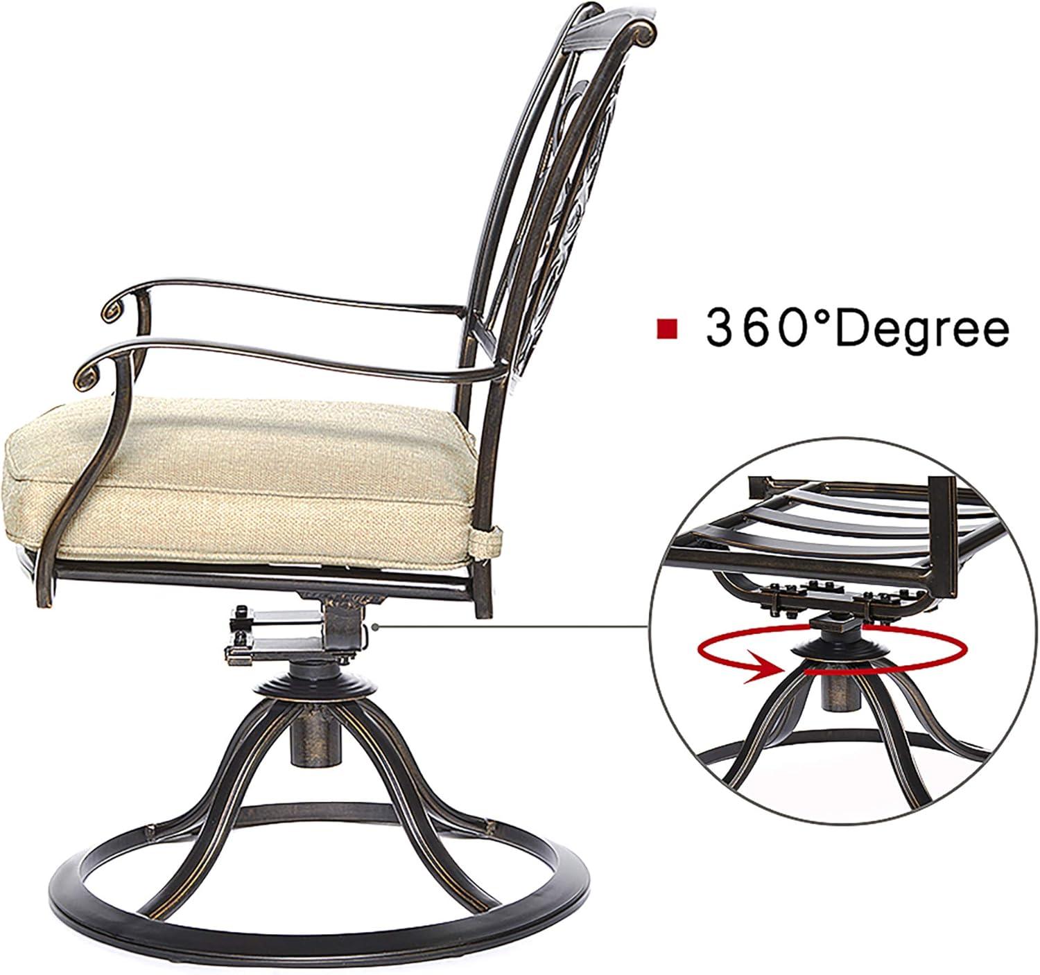 DALI 3 Piece Bistro Set, Handmade Contemporary Round Table Patio Glider Chairs Garden Backyard Outdoor Furniture