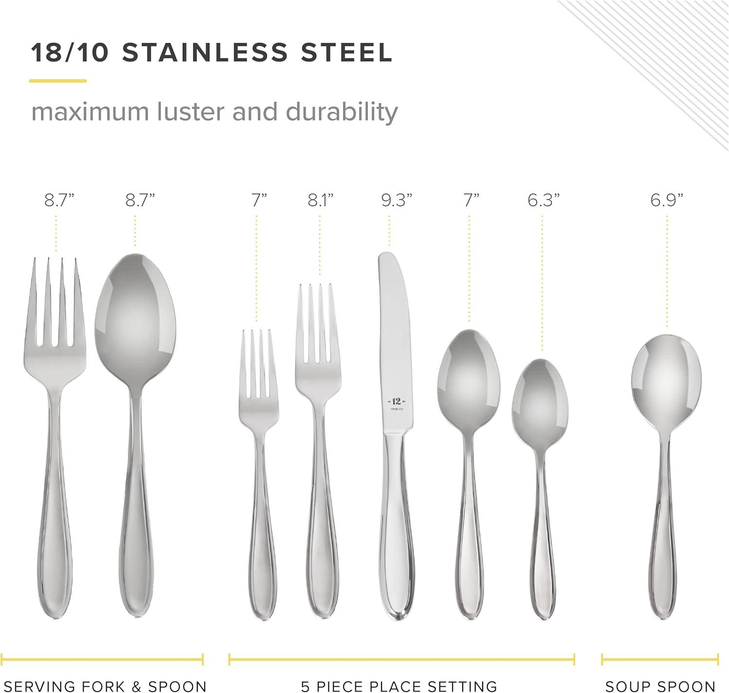 26-Piece Polished Stainless Steel Flatware Set with Beveled Edges