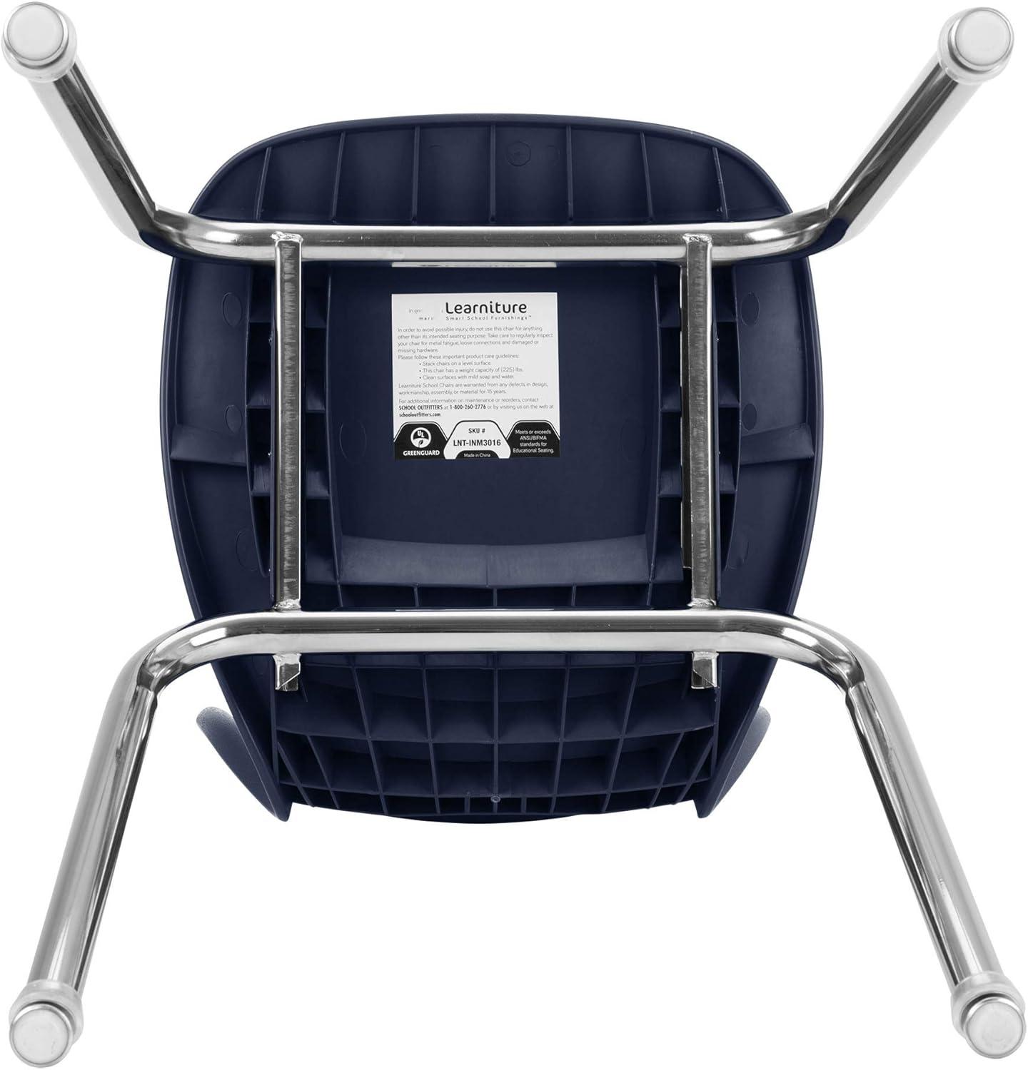 Navy Metal Stacking School Chairs with Contoured Seats, Set of 4