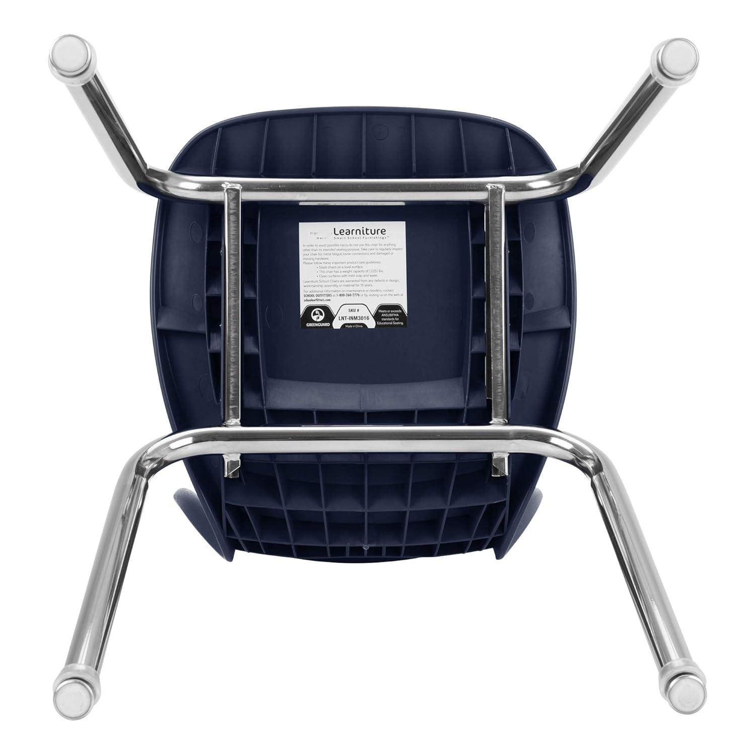 Navy Metal Stacking School Chairs with Contoured Seats, Set of 4