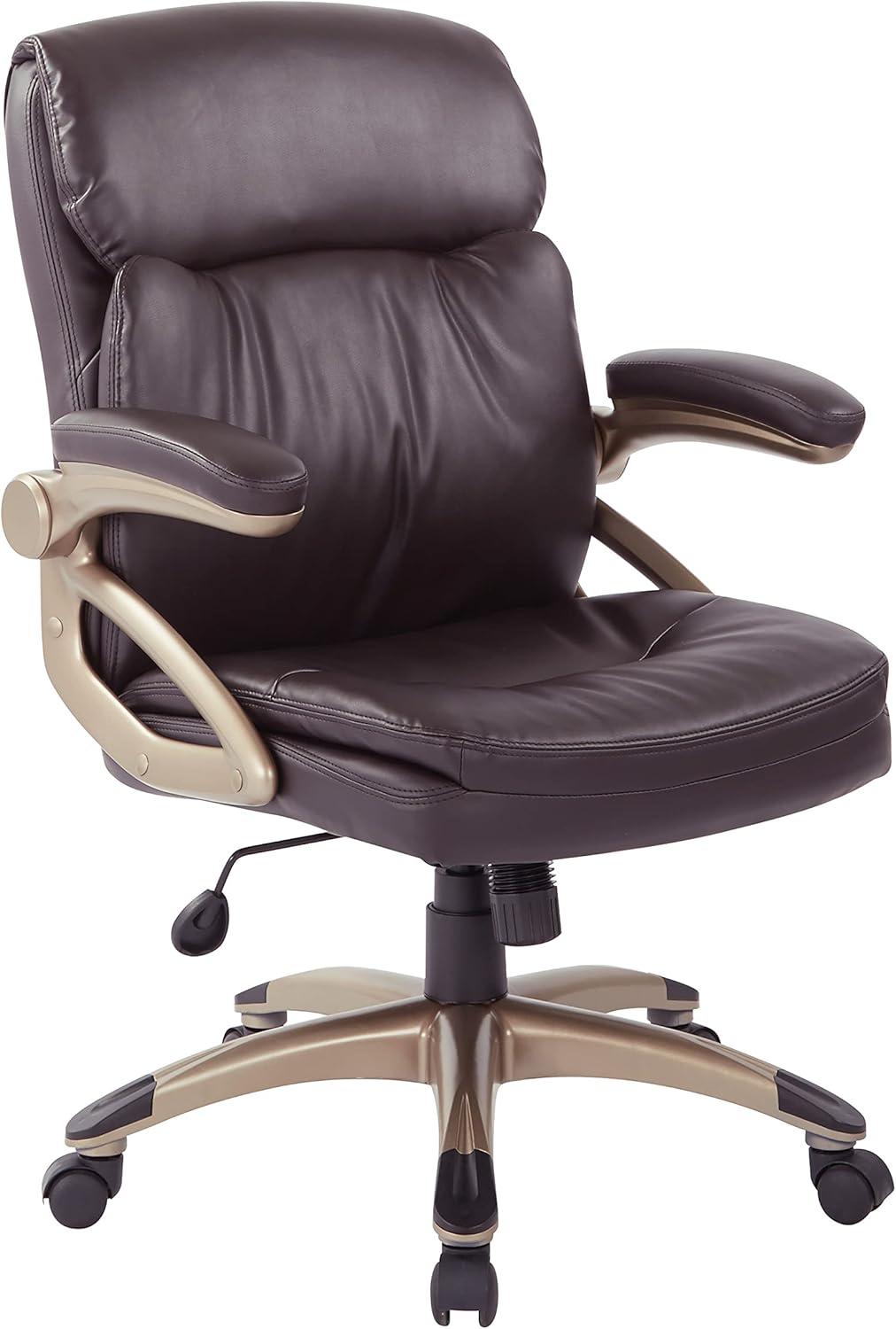 Executive Low Back Chair in Espresso Bonded Leather with Cocoa Accents