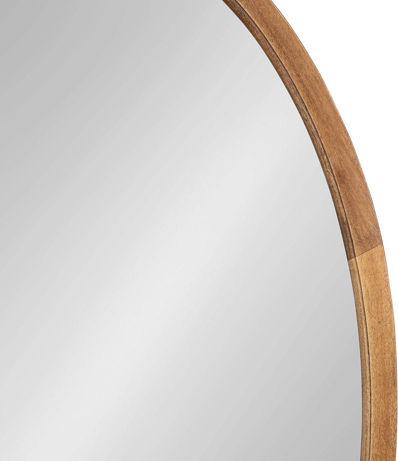 Elegant Farmhouse Oval Wood Bathroom Vanity Mirror, Rustic Brown