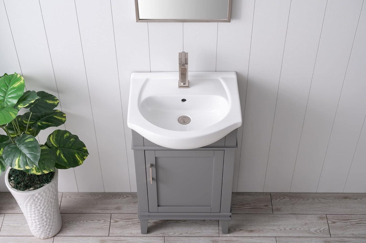 Gray 20" Single Sink Bathroom Vanity with Porcelain Top