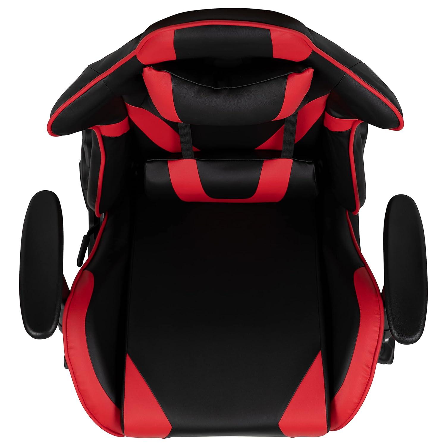 Flash Furniture X20 Gaming Chair Racing Office Ergonomic Computer PC Adjustable Swivel Chair with Fully Reclining Back in Red LeatherSoft