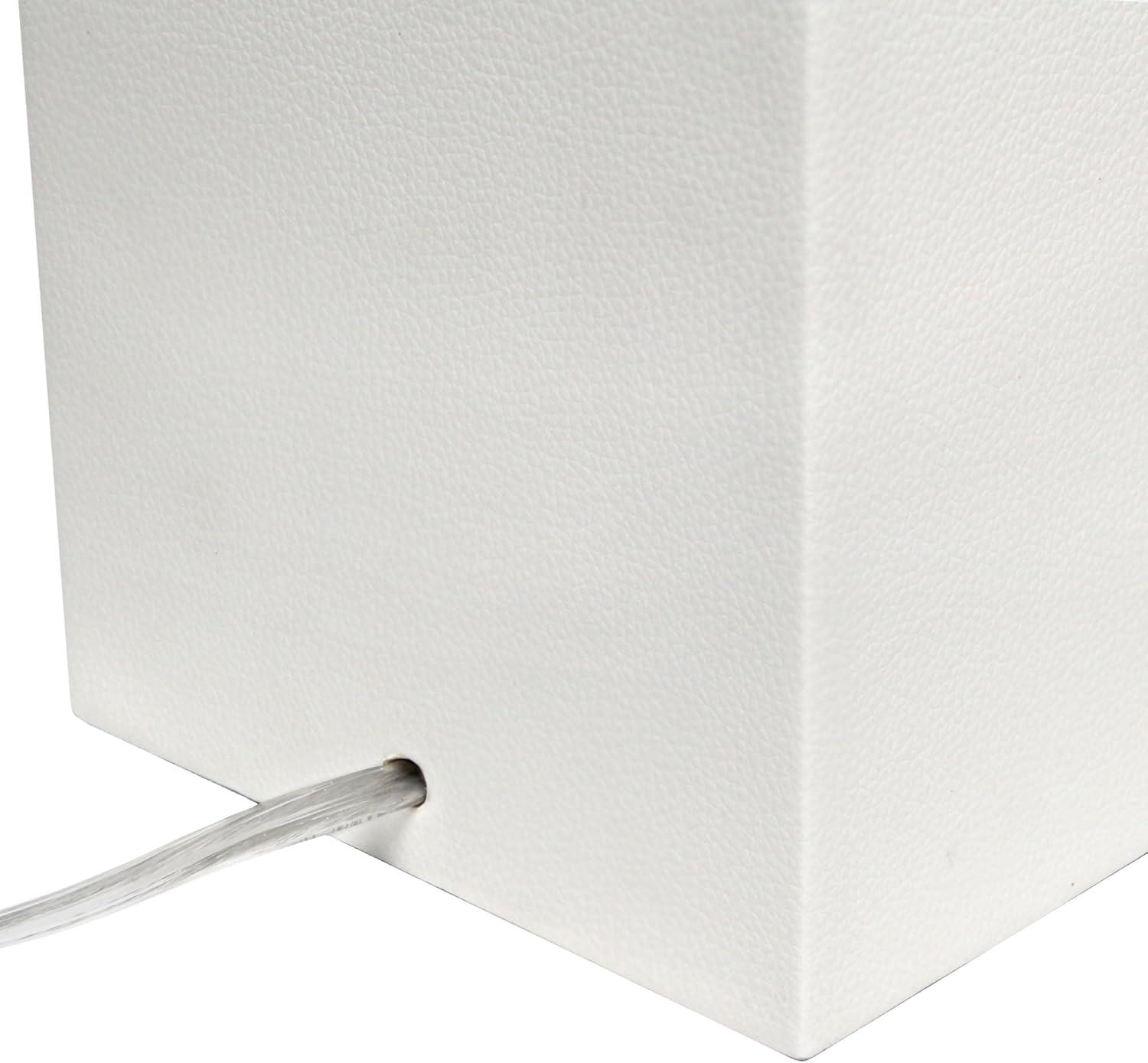 Elegant Designs Modern Leather Table Lamp with White Fabric Shade