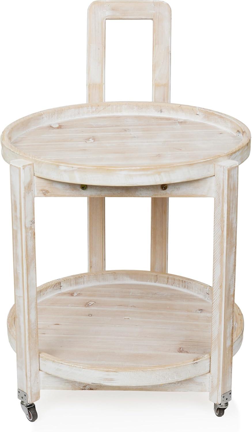 Alpine Corporation MBB172 Wood 2-Tier Rolling Storage Cart for Books, Plants, Decor, Rustic Storage Push Cart with 2 Shelves