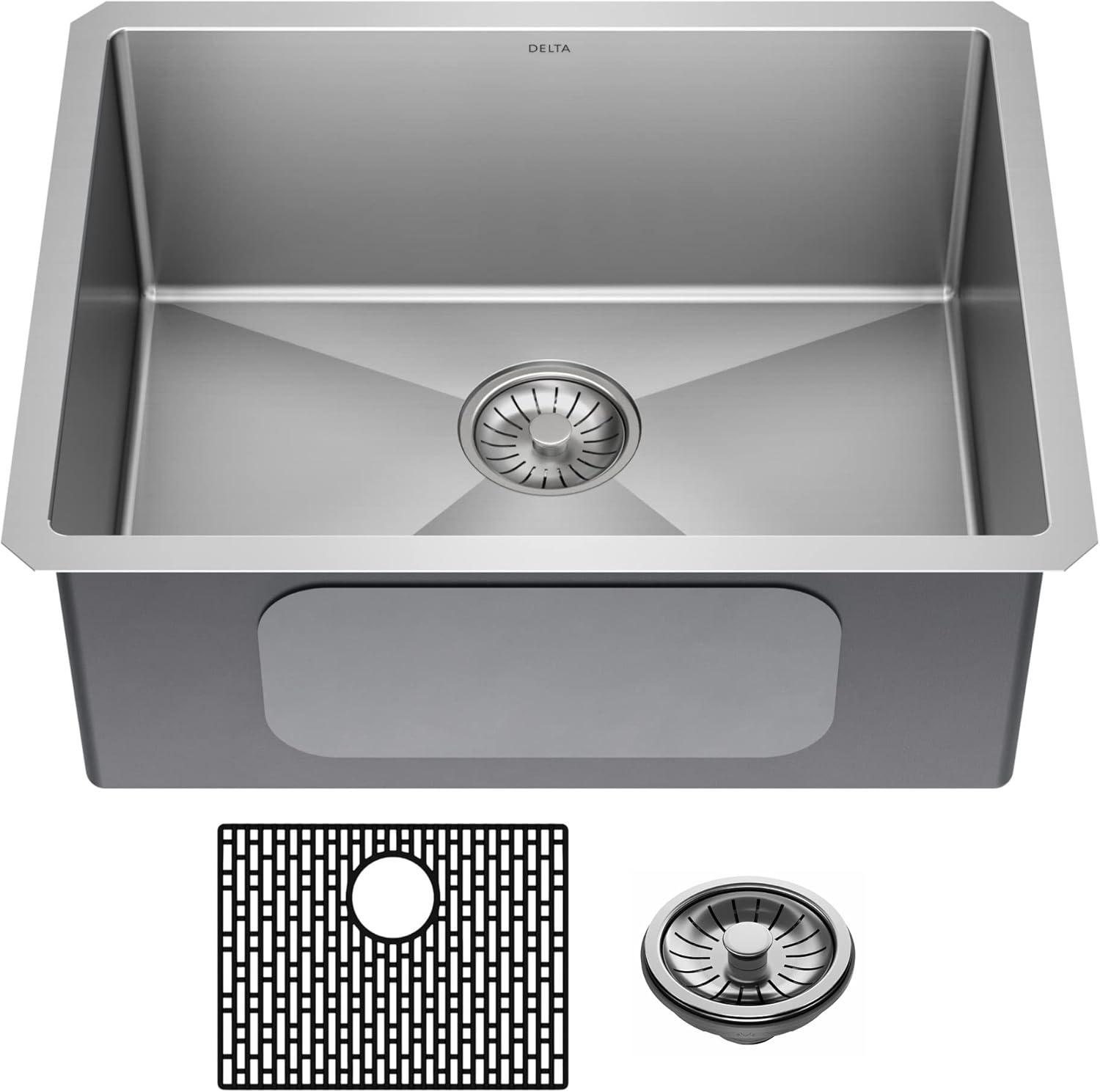 Delta Lenta™ Undermount 16 Gauge Stainless Steel Single Bowl Kitchen Sink with Accessories