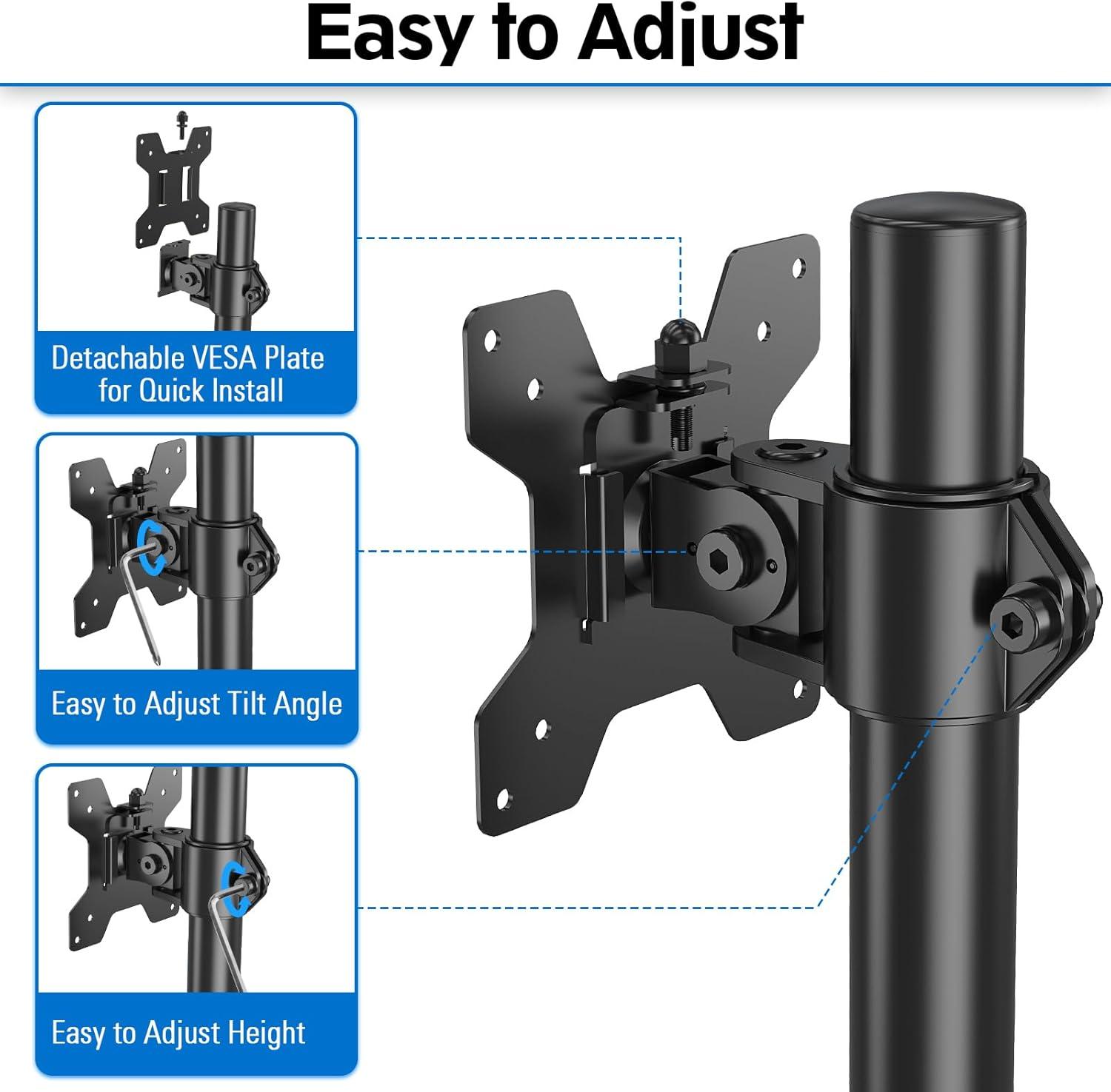 Adjustable Black Steel Single Monitor Desk Mount for 13-32 Inch Screens