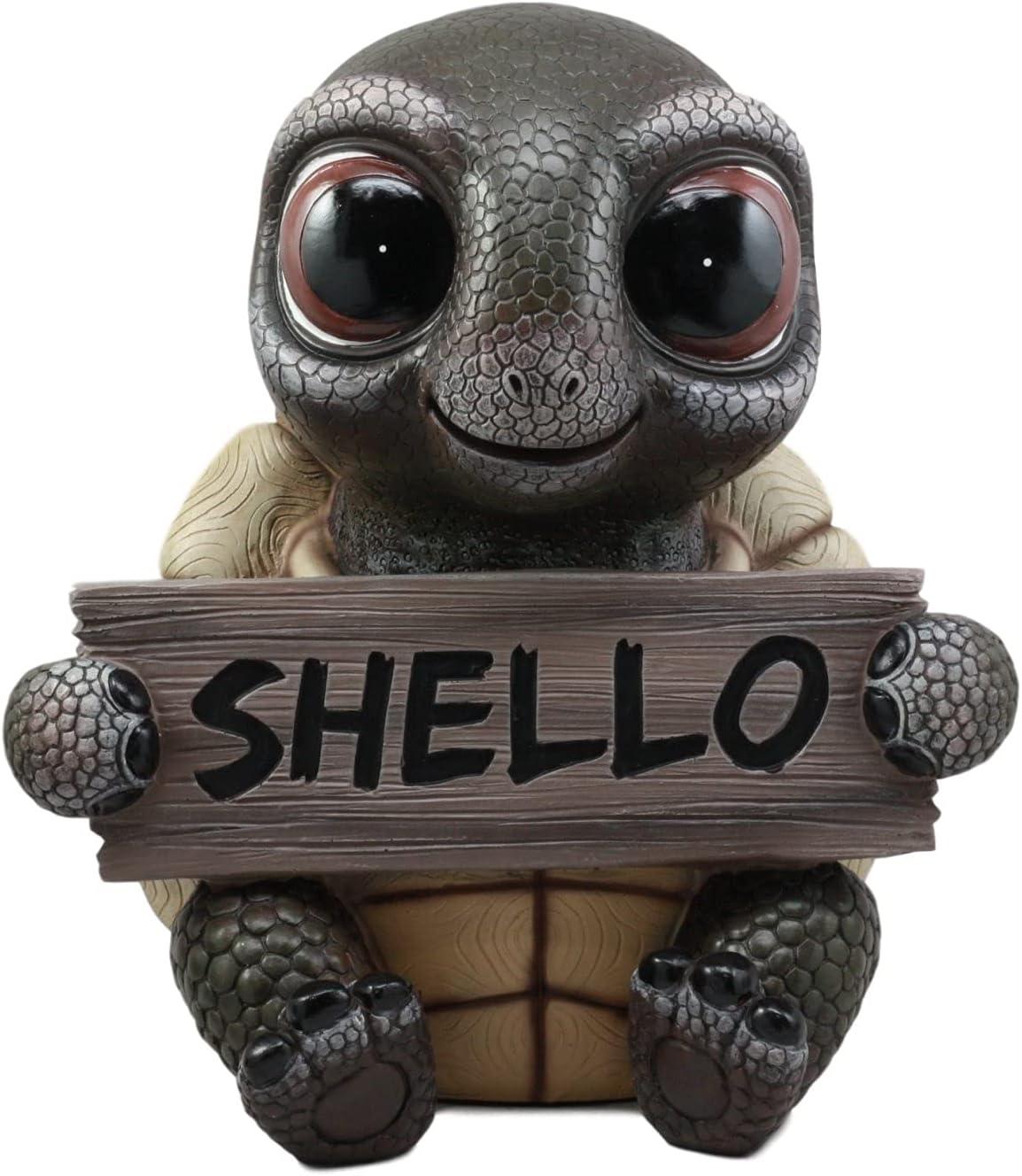 Large Painted Resin Baby Turtle Welcome Sign Statue
