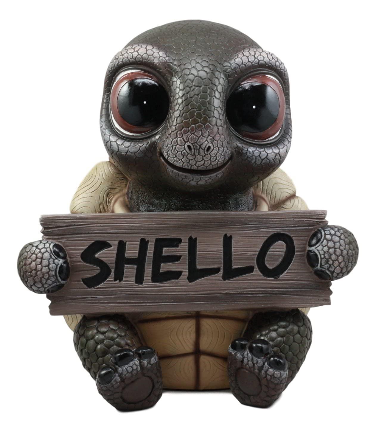Large Painted Resin Baby Turtle Welcome Sign Statue