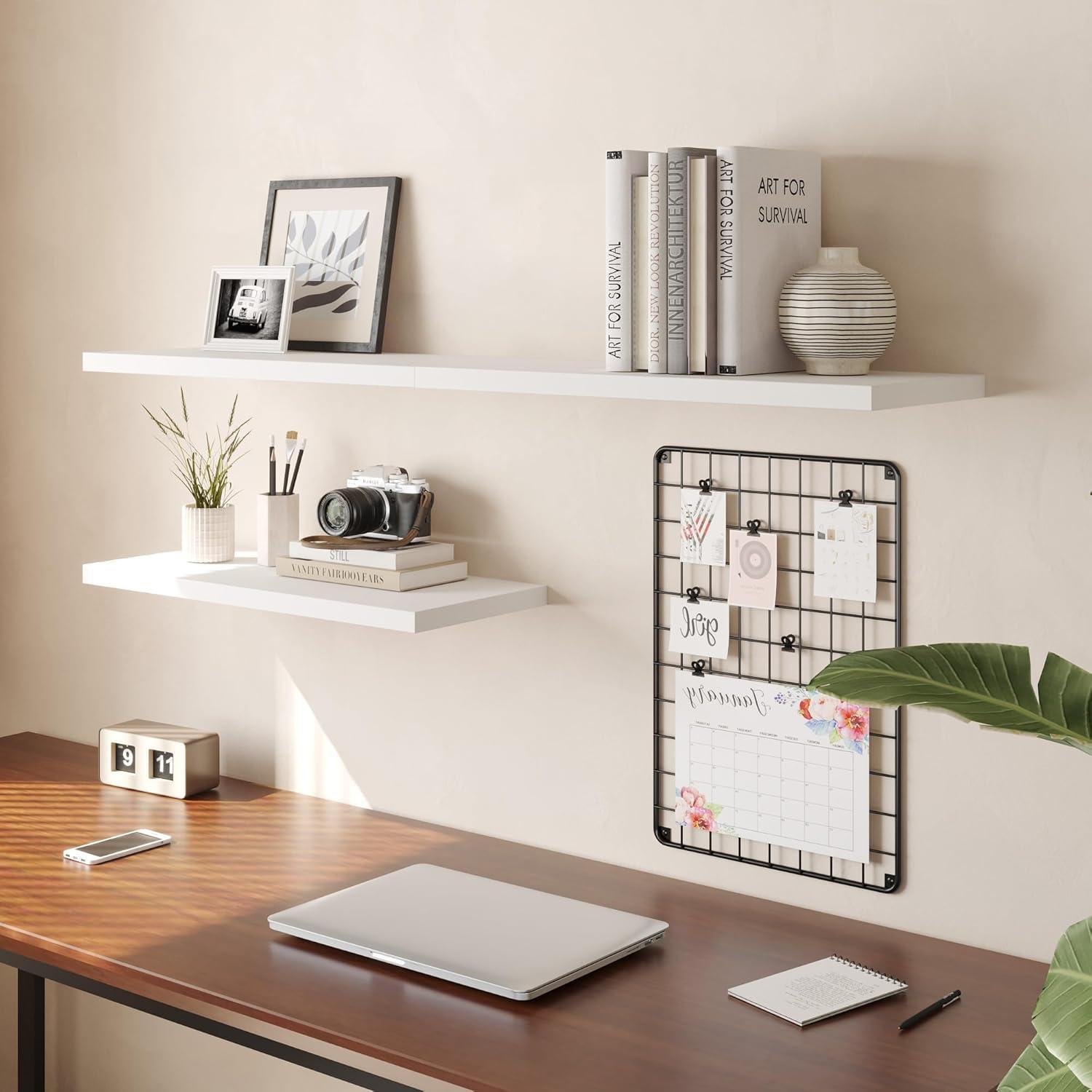 Axeman 36 Inch Solid Wood Wall Shelves Set of 2, Modern Floating Shelves for Wall Storage