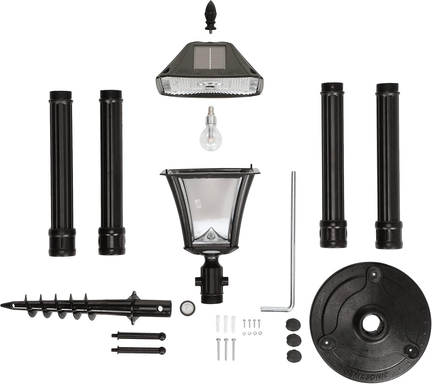 Baytown II Black Resin Solar Lamp Post with LED Light