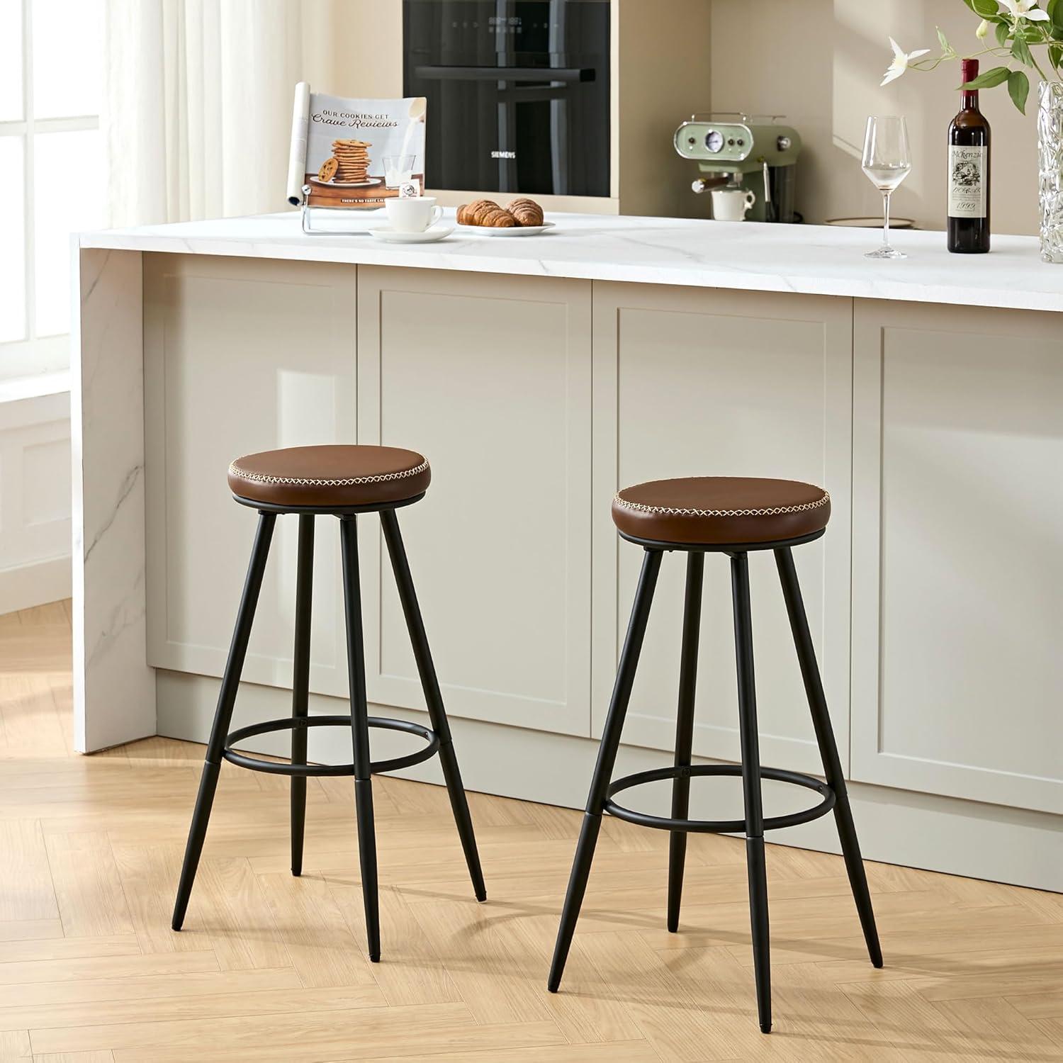 Swivel Backless Counter Height Bar Stools(Set of 2)