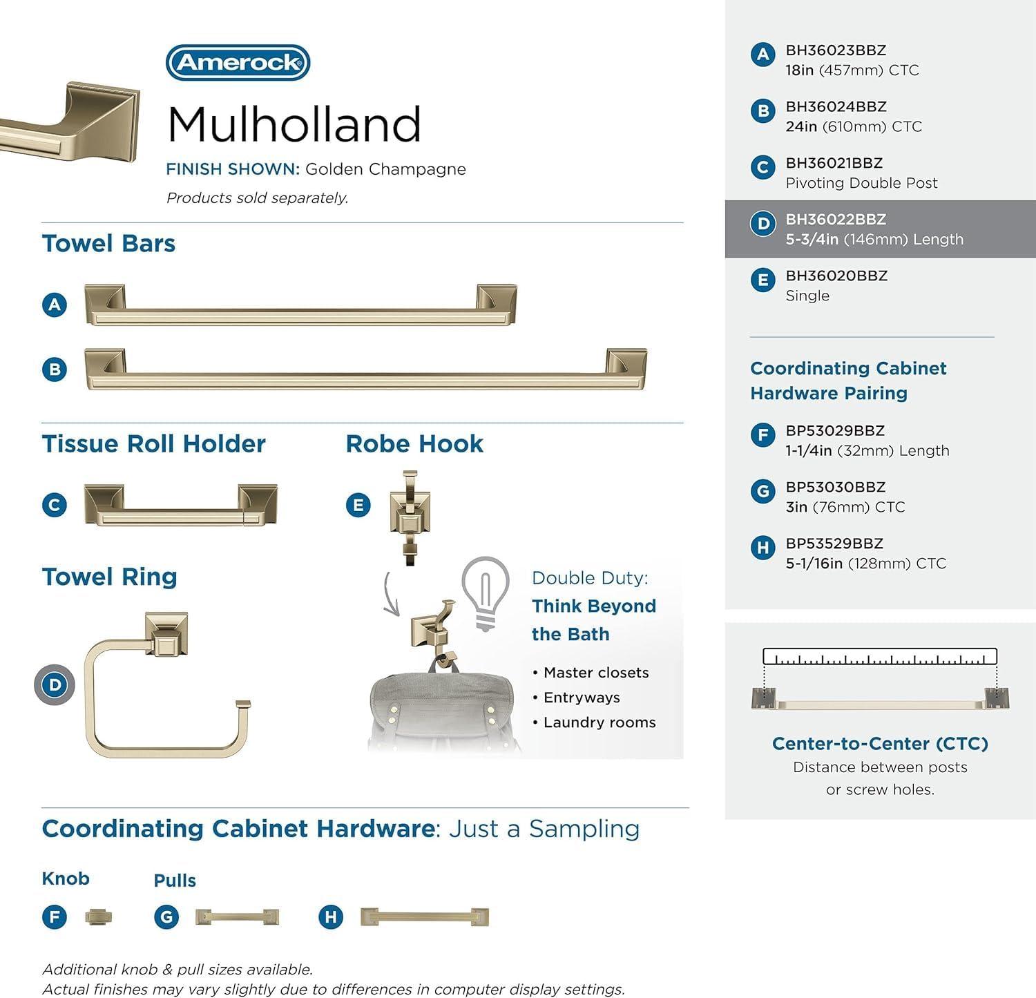Amerock Mulholland Golden Champagne Open Towel Ring