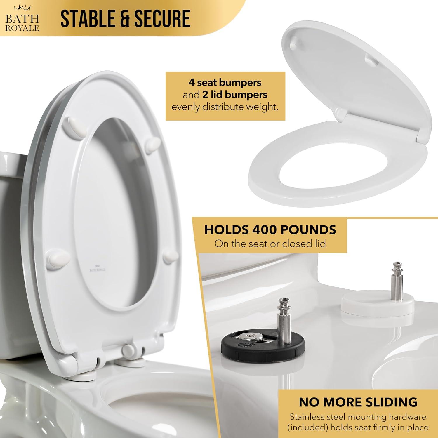 Slow Close Toilet Seat Round BR283-00 Heavy Duty & Scratch Resistant, Fits All Toilet Brands, MasterSuite Series