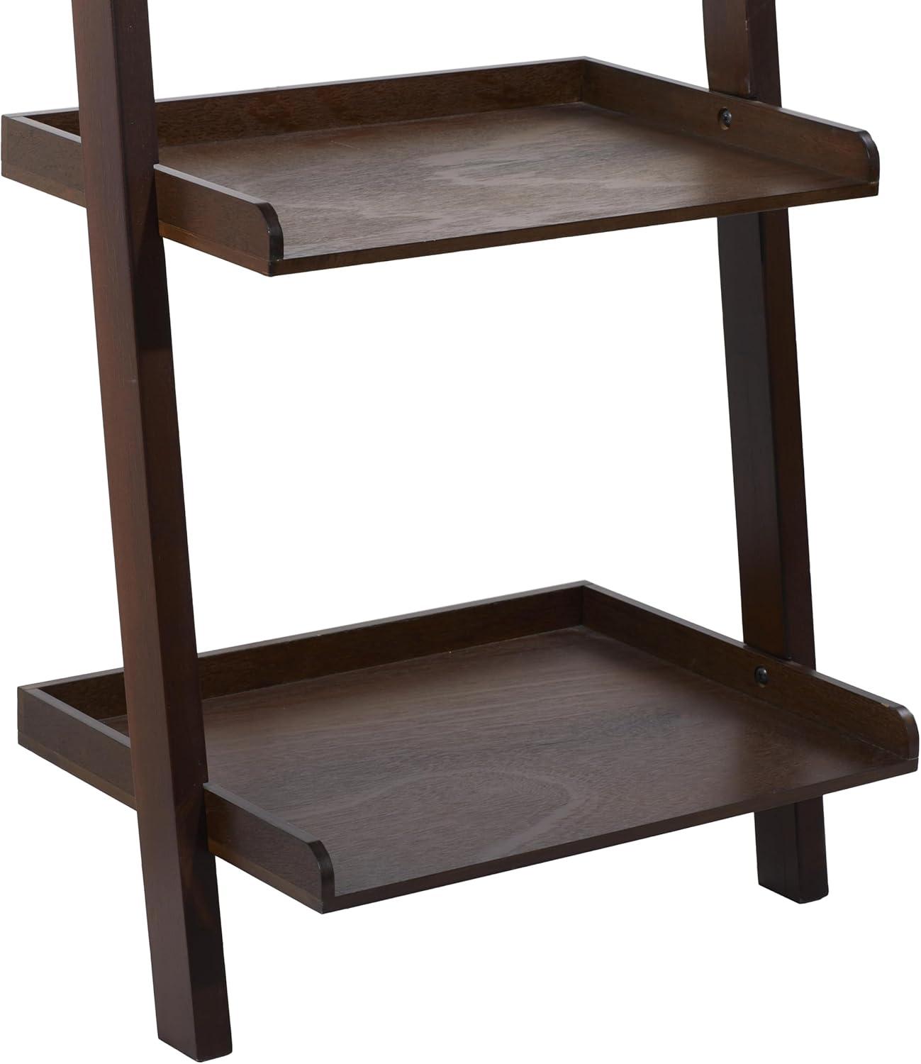 69" Farmhouse Wooden Ladder Shelf Brown - Olivia & May: Traditional Style, 5-Tier Leaning Bookcase, Wood Frame