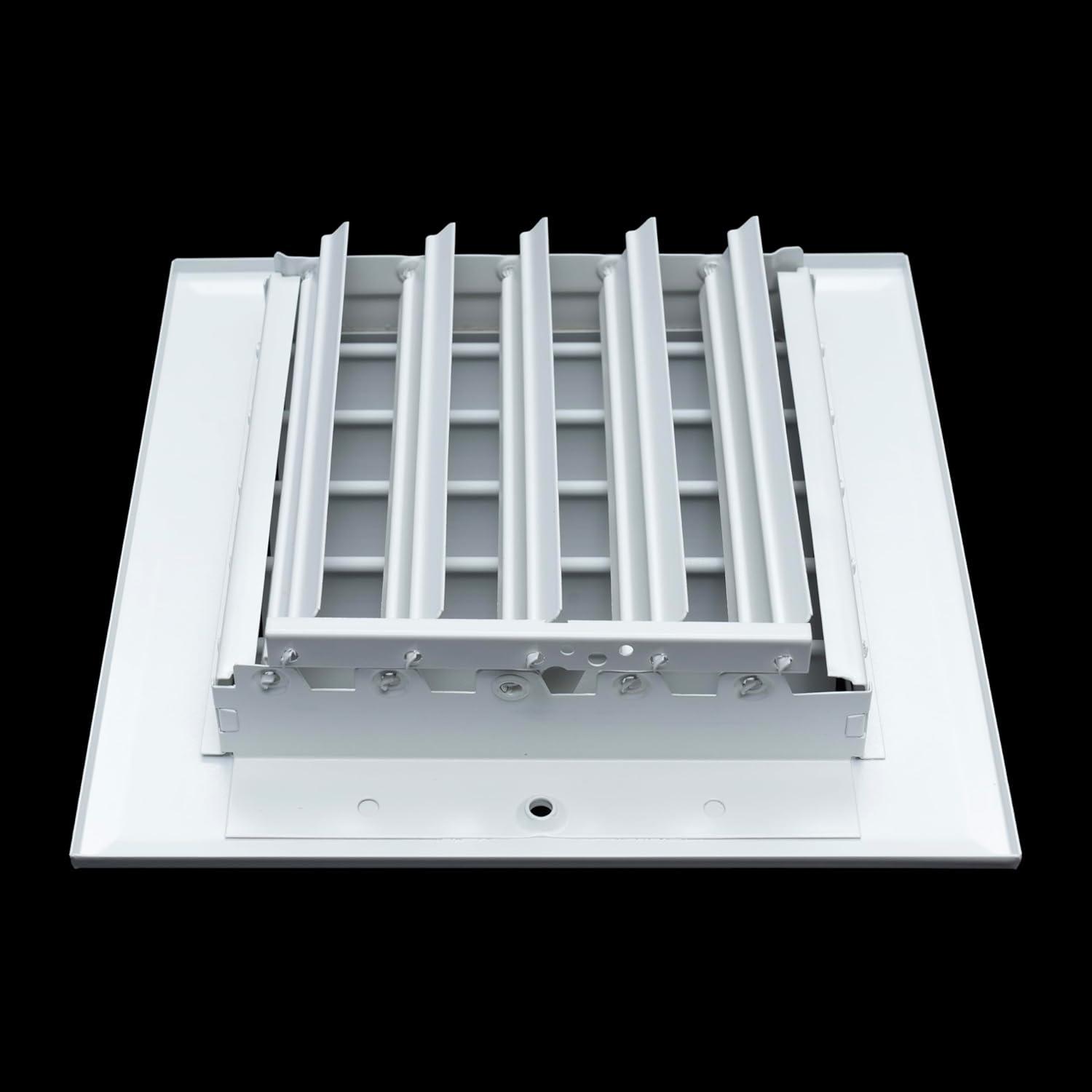 Fits 6x6 Duct Opening Aluminum 1-WAY Adjustable Air Supply Grille by Handua | Curved Blade Register Vent Cover for Sidewall & Ceiling | White | Outer Size: 7.75" X 7.75"