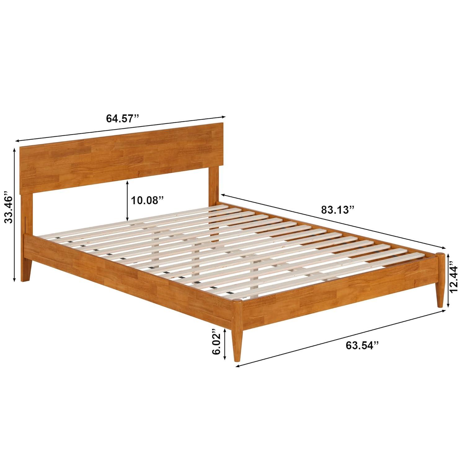 AFI Aria Queen Modern Solid Wood Low Profile Platform Bed, Light Toffee