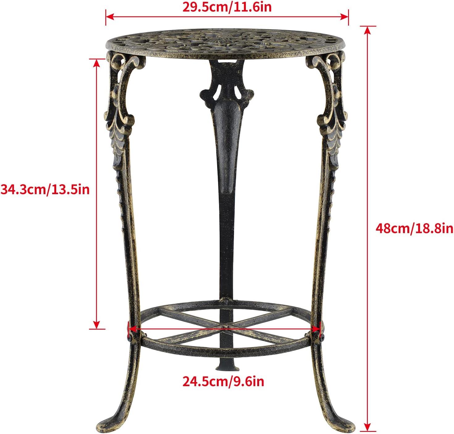 MDLUU Cast Iron Potted Plant Stand 18.8 Inch Tall, 2-Tier Planter Rack, Heavy Duty Flower Pot Holder for Living Room, Bedroom, Kitchen (Bronze)