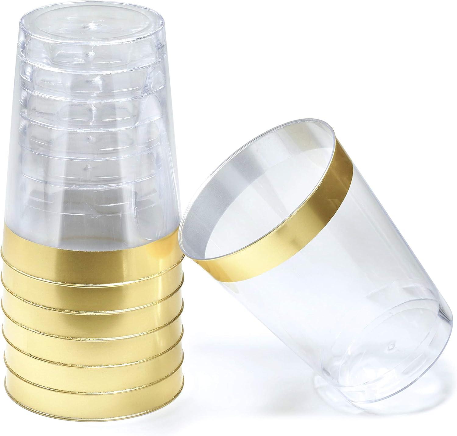 " OCCASIONS " 320 Piece set (40 Guests)-Vintage Wedding Party Disposable Plastic Plates & cutlery -40x10.25''+ 40x7.5'' +Gold Silverware + Gold rim Cups + Napkins (Portofino Plain Ivory)