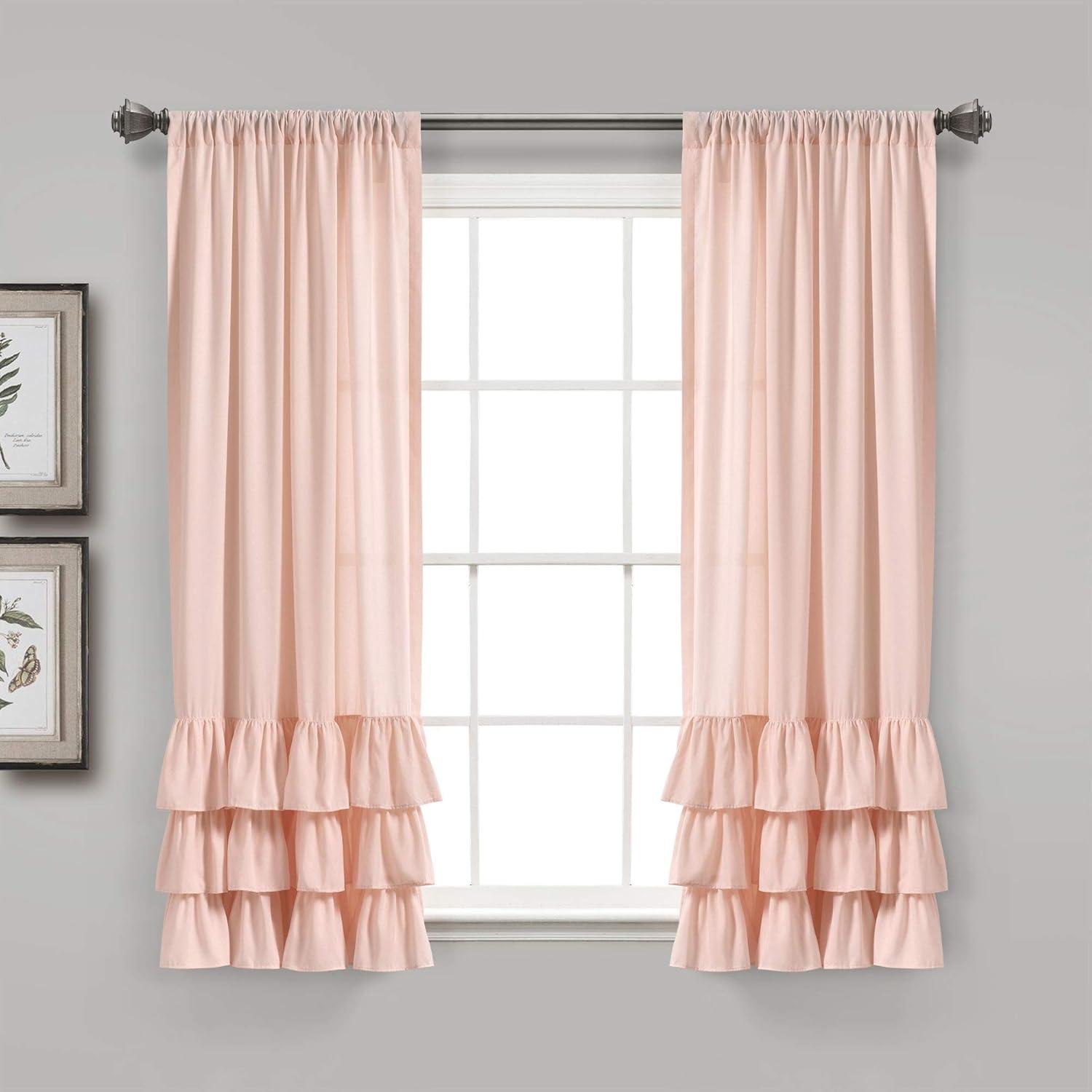 Lush Decor Allison Ruffle Polyester Semi Sheer Curtain Pair (Set of 2)
