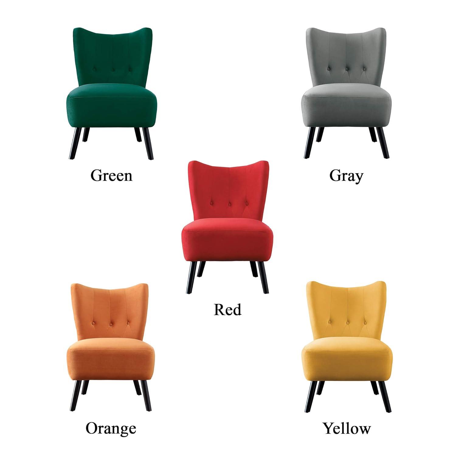 Homelegance Imani Mid Century Modern Velvet Accent Upholstered Chair, Yellow