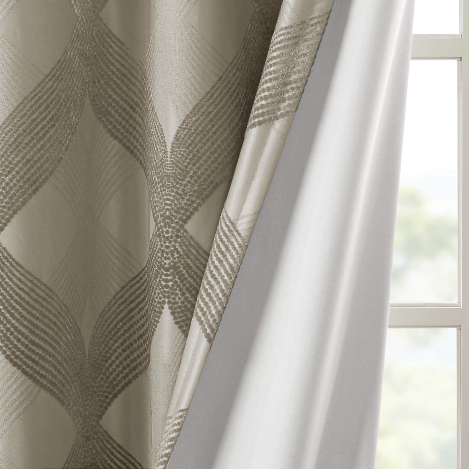 Madison Park Bentley Ogee Knitted Jacquard Geometric Total Blackout Single Curtain Panel