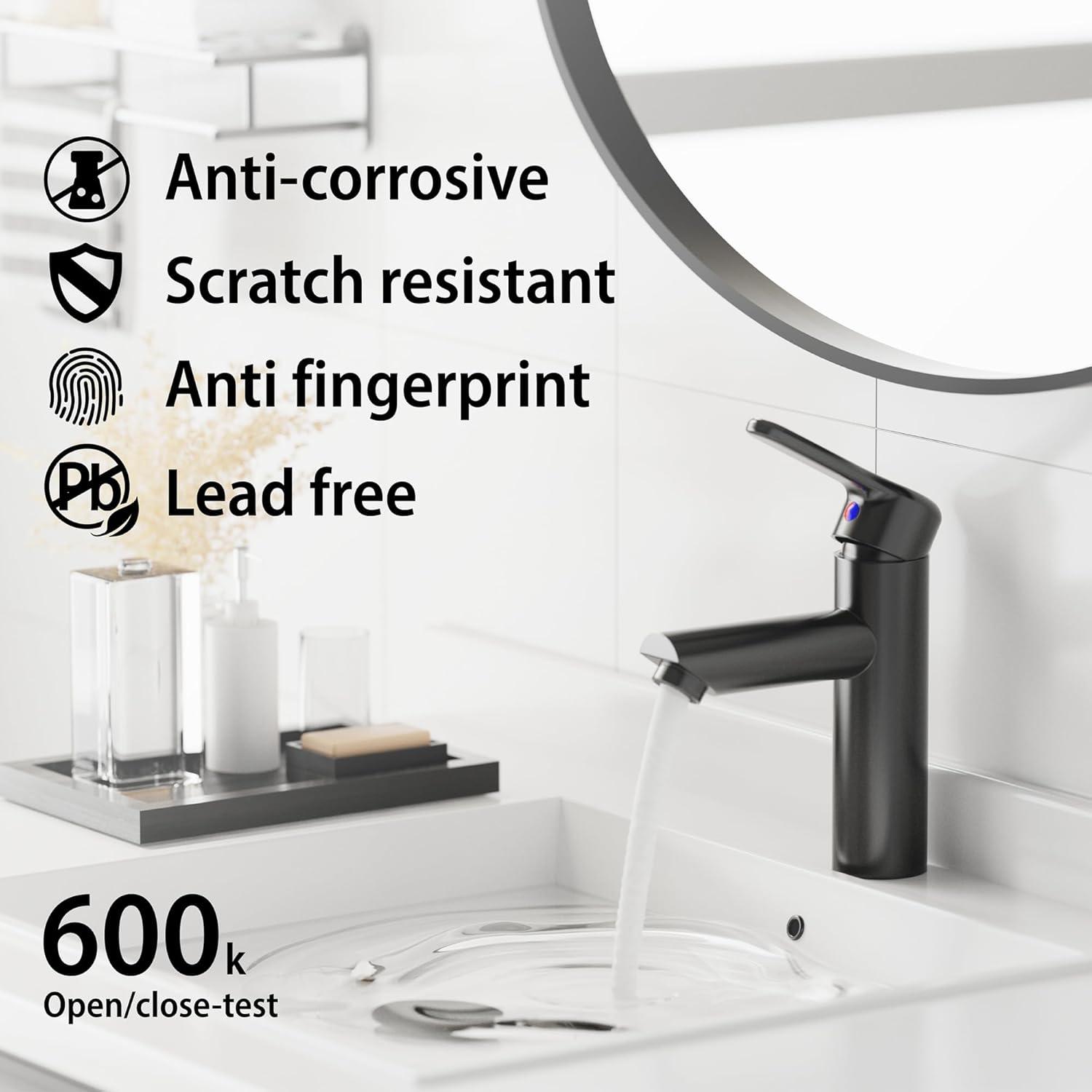 Matte Black Stainless Steel Single Handle Bathroom Faucet