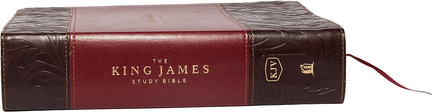 The King James Study Bible, Imitation Leather, Burgundy, Full-Color Edition - Large Print by  Thomas Nelson (Leather Bound)